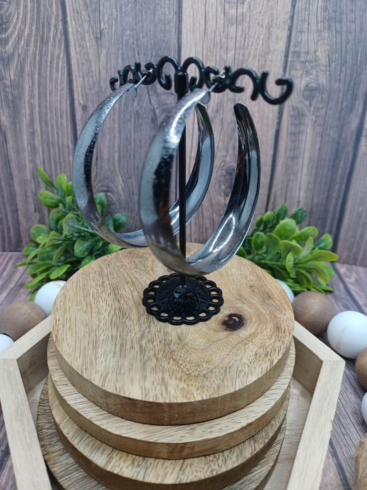 Gunmetal Rounded & Lightly Textured Earrings