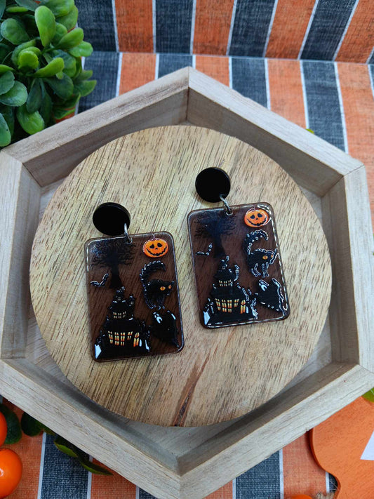 Haunted House w/ Jack O' Lantern Earrings