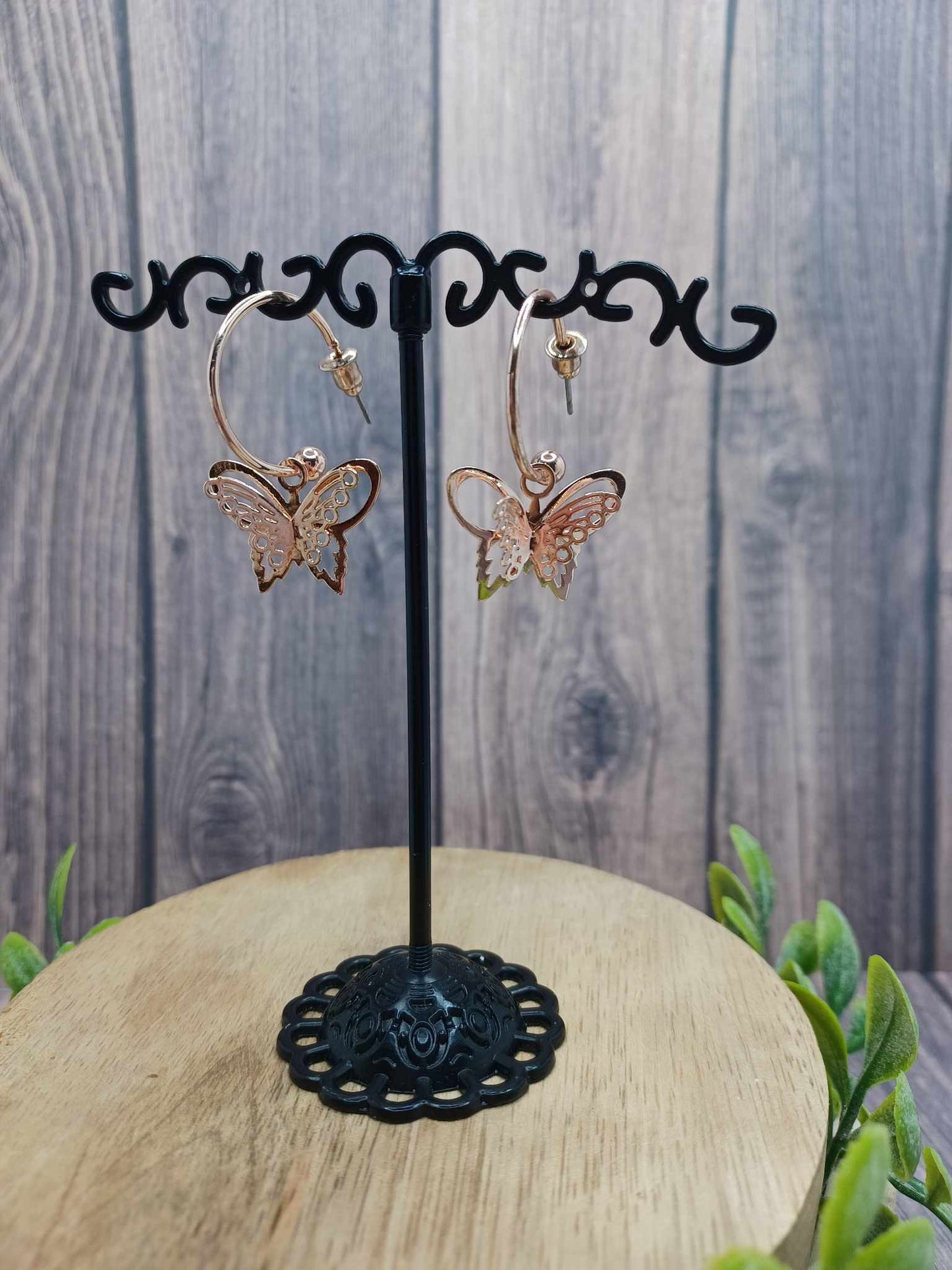 Rose Gold Butterfly Earrings