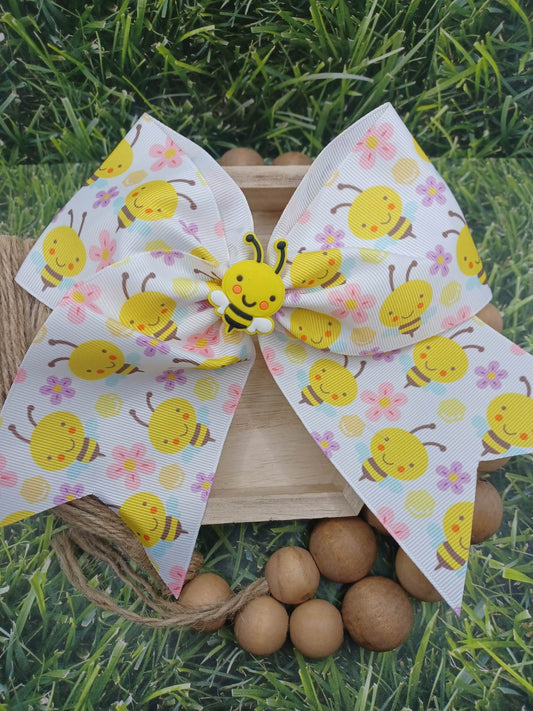 White Bee Patterned Hair Accessory w/ Bumble Bee Detail
