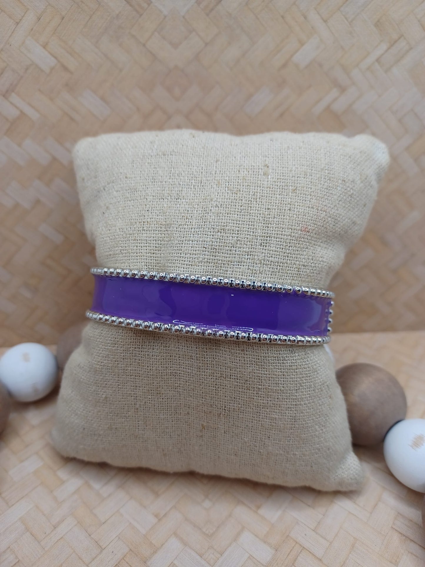 Purple Enameled Hinge Style Bracelet