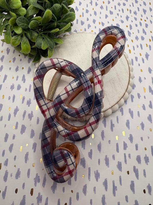 Music Note Hair Claw Clip - Plaid