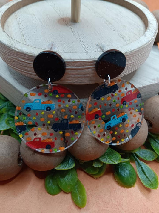 Fall Truck Acrylic Earrings