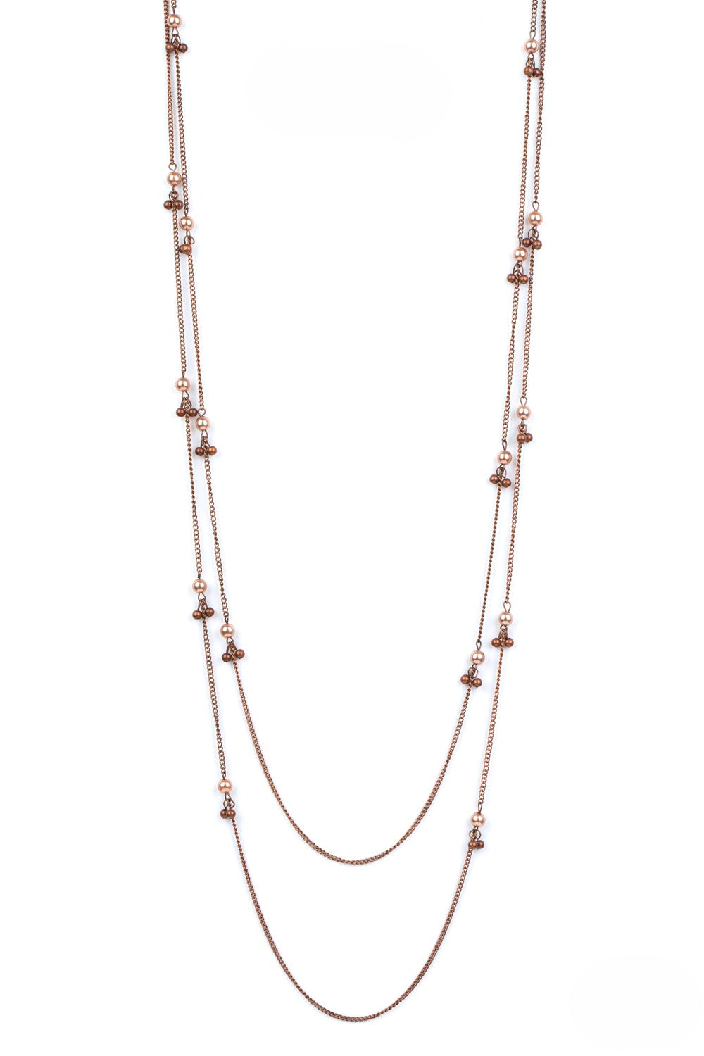 Double Layered Copper Necklace w/ Copper Beaded Details