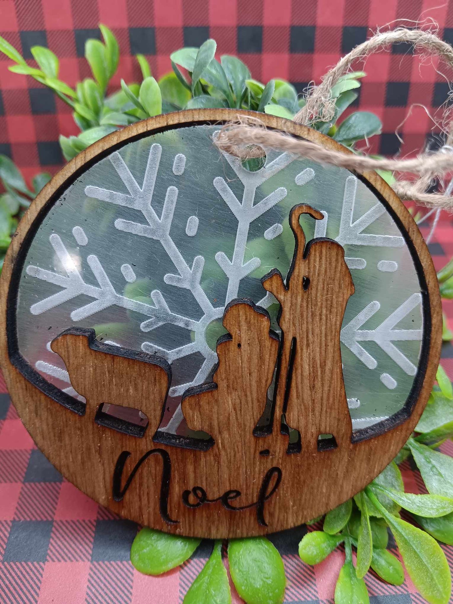 Noel Holiday Ornament - Light Wood