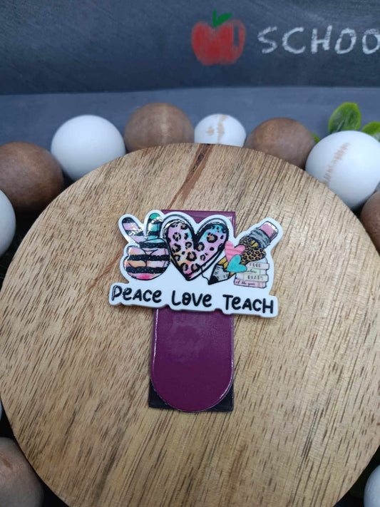 Peace Love Teach Magnetic Bookmark