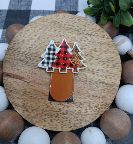 Plaid & Leopard Christmas Trees Magnetic Bookmark