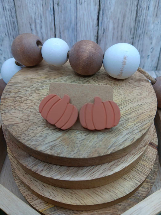 Deep Orange Clay Style Pumpkin Earrings