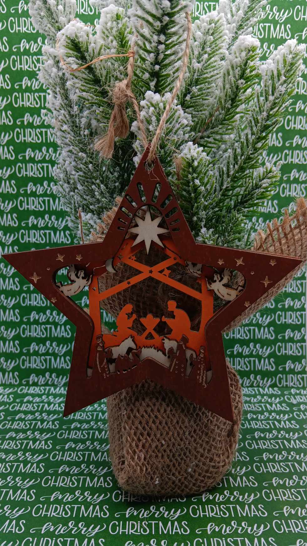 Star Ornament w/ Manger Scene
