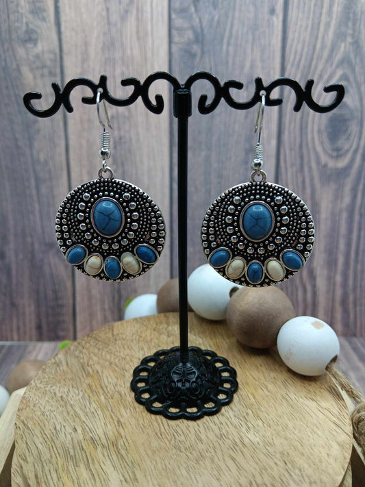 Blue & White Crackle Stone Earrings