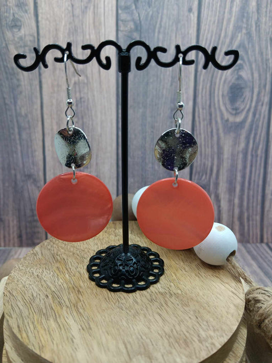 Coral & Silver Earrings