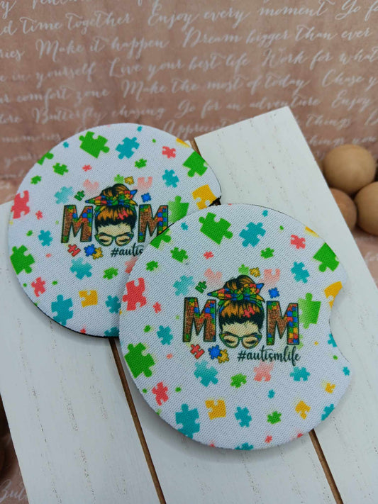 Autism Mom Car Coaster Set