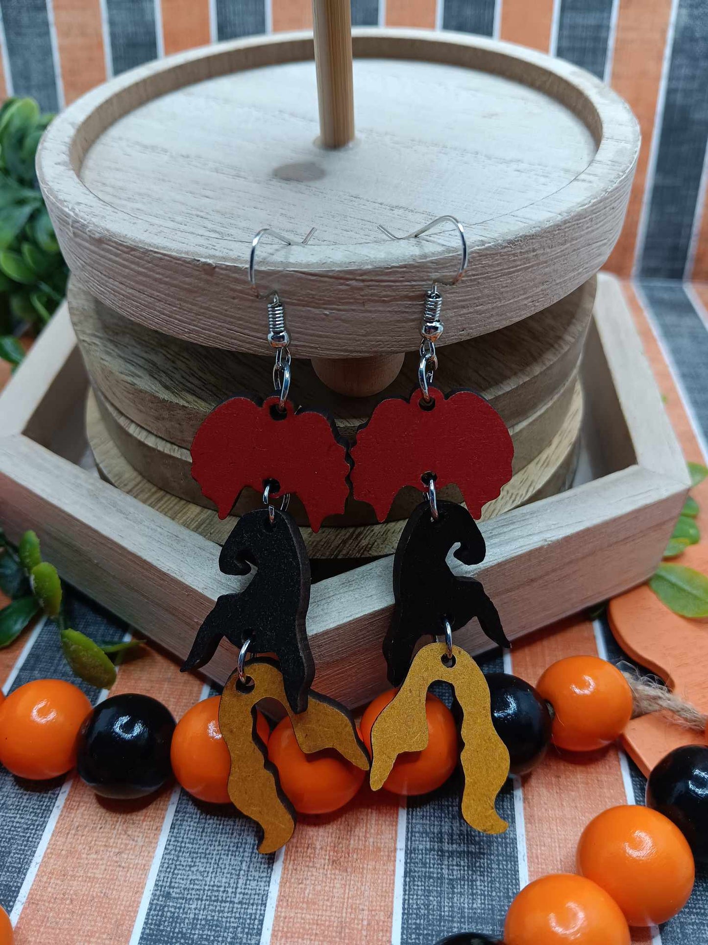 Halloween Sisters Wooden Earrings