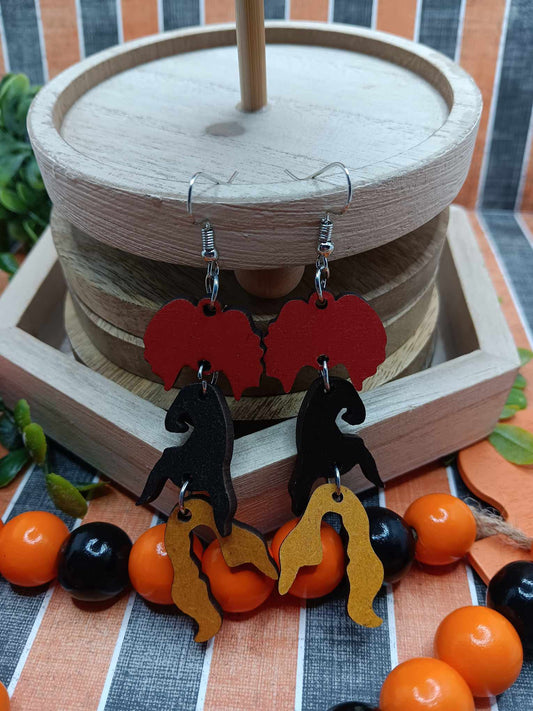 Halloween Sisters Wooden Earrings