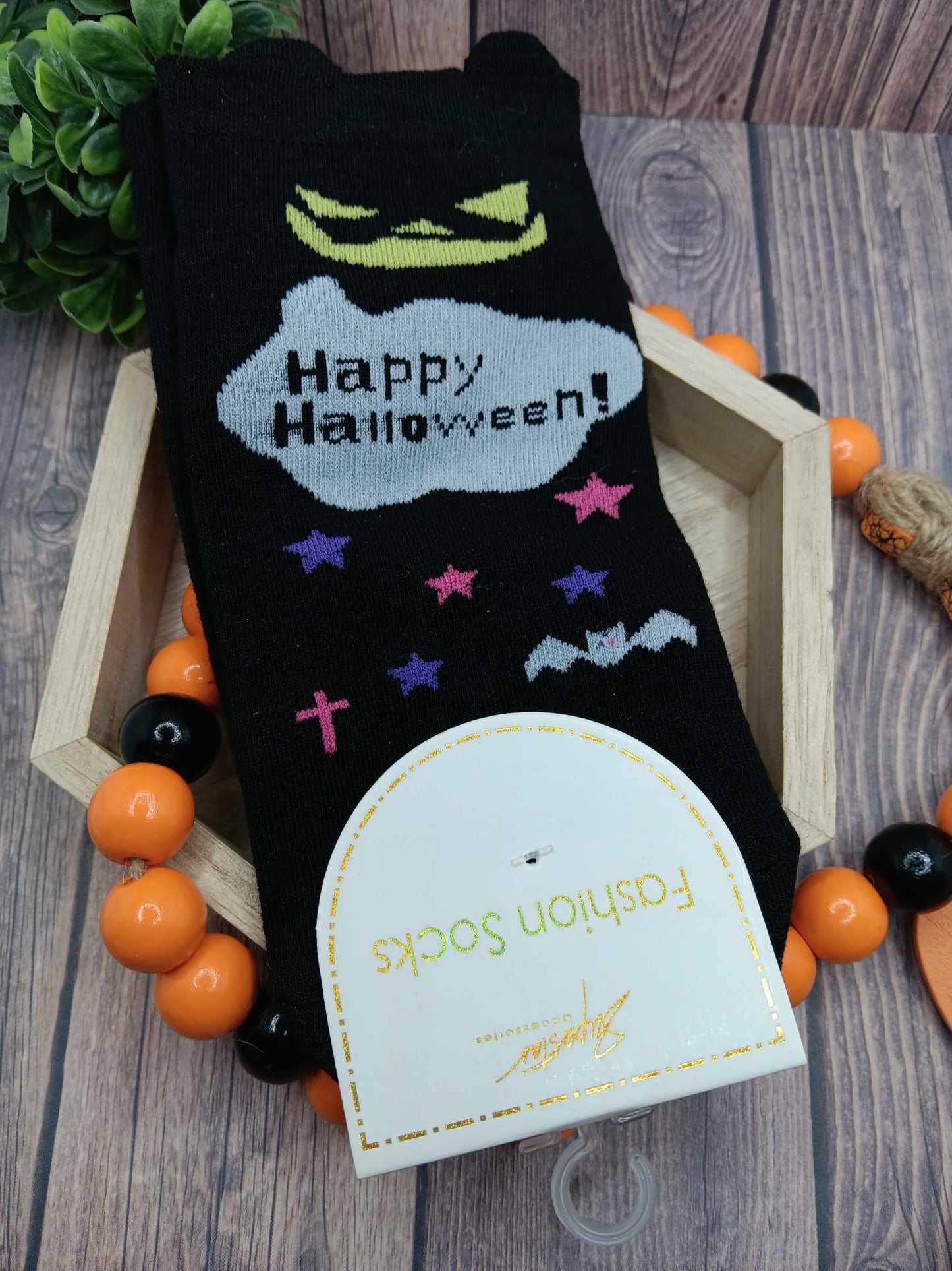 Black Happy Halloween Socks