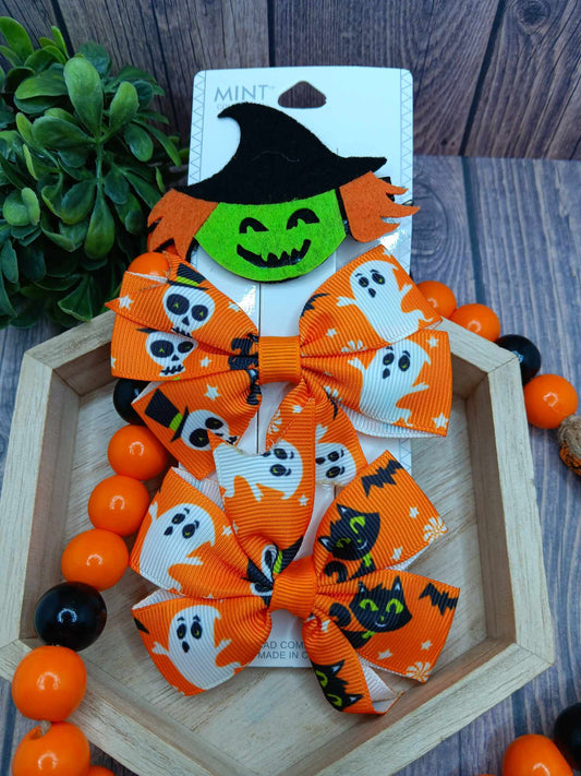 Orange Halloween Hair Clip Set