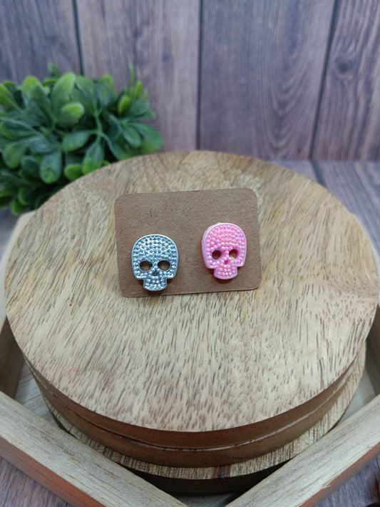 Silver & Pink Skeleton Earrings