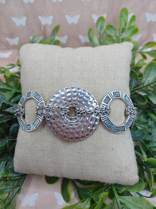 Silver Circle Style Bracelet w/ Different Textured Designs