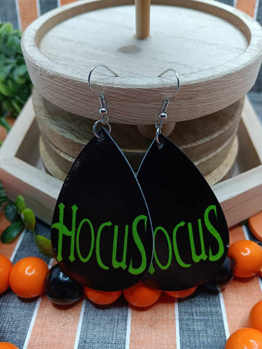Black Leather Style Hocus Earrings