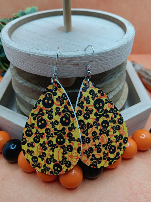 Orange Ombre Skeleton Earrings