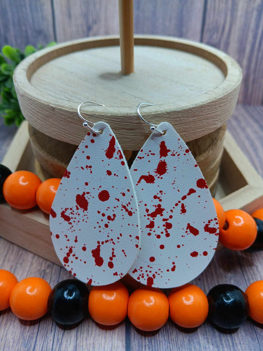 Blood Splatter Leather Style Earrings
