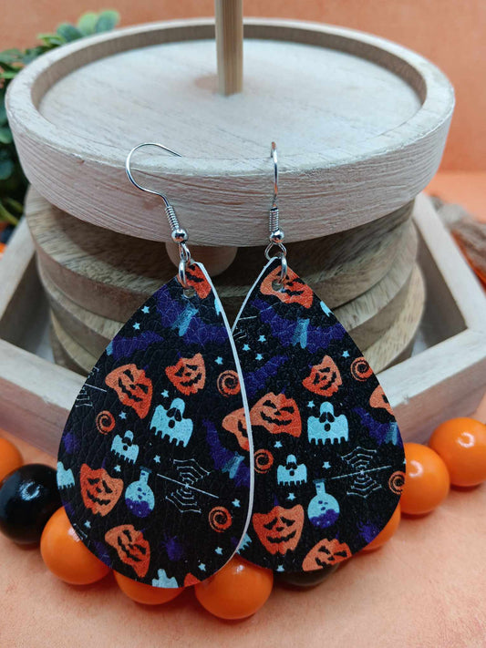 Halloween Print Earrings w/ Jack O' Lanterns, Ghosts, & Spider Webs