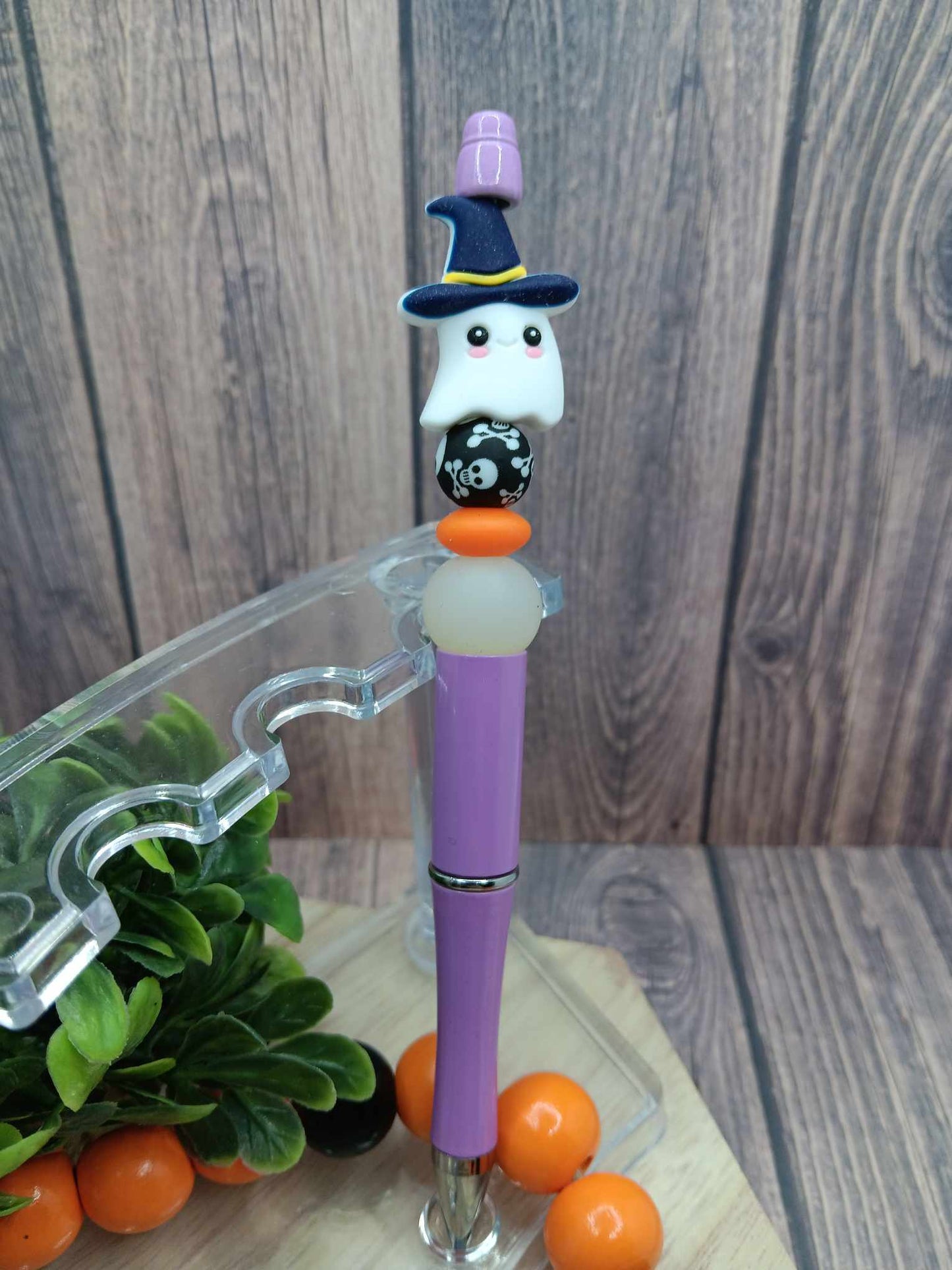 Purple Ghost Beaded Ink Pen
