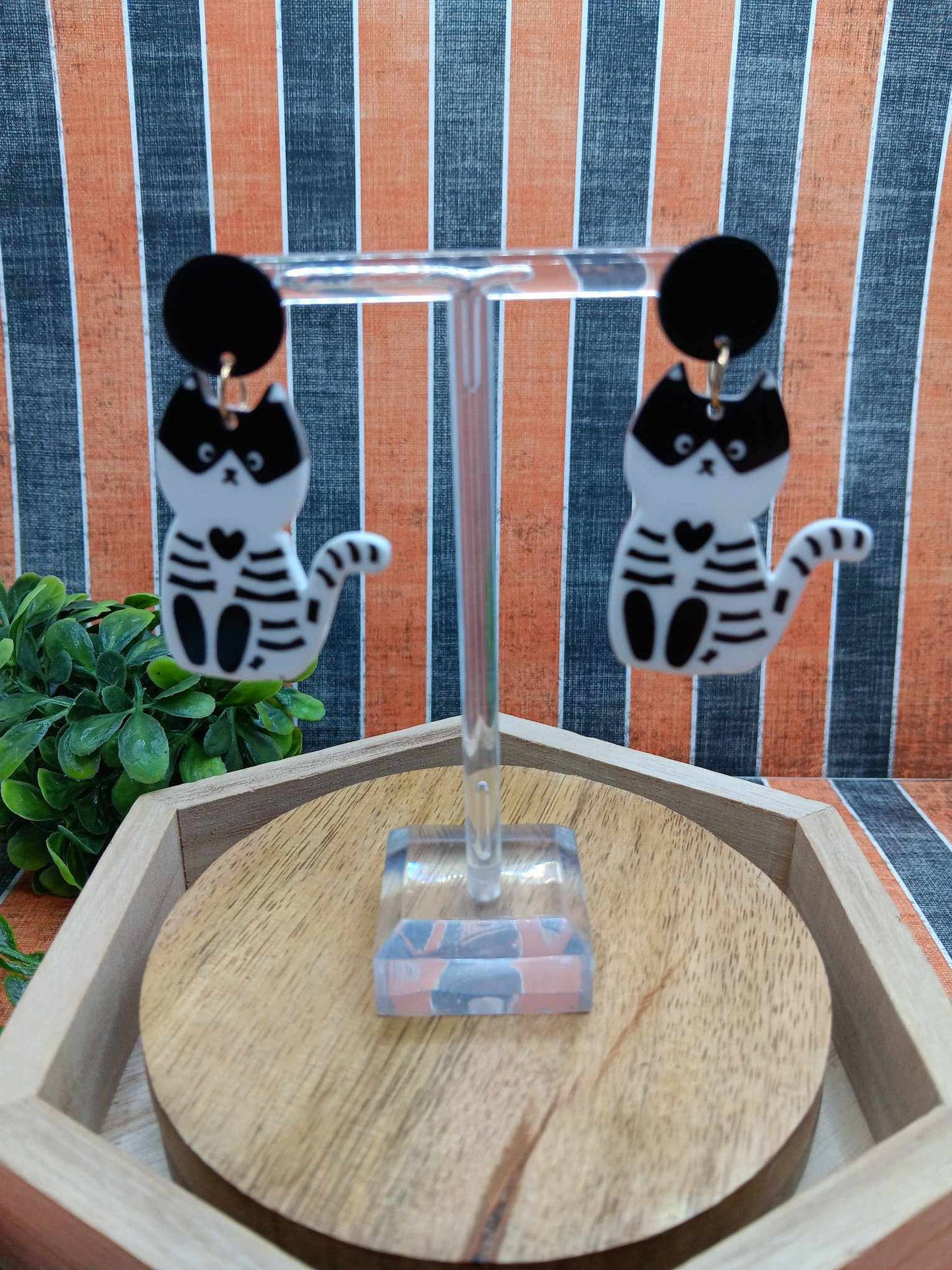 Skeleton Cat Earrings