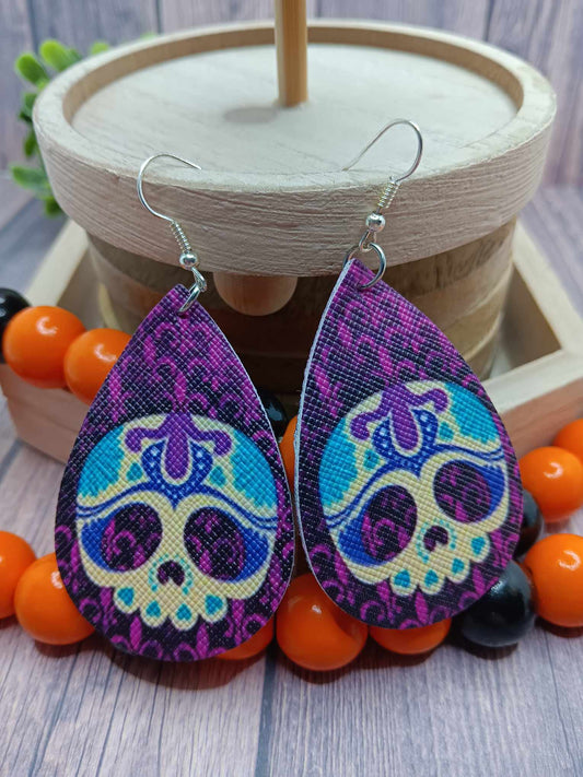 Purple Day of the Dead Skeleton Earrings