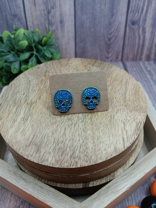 Blue Iridescent Skeleton Earrings
