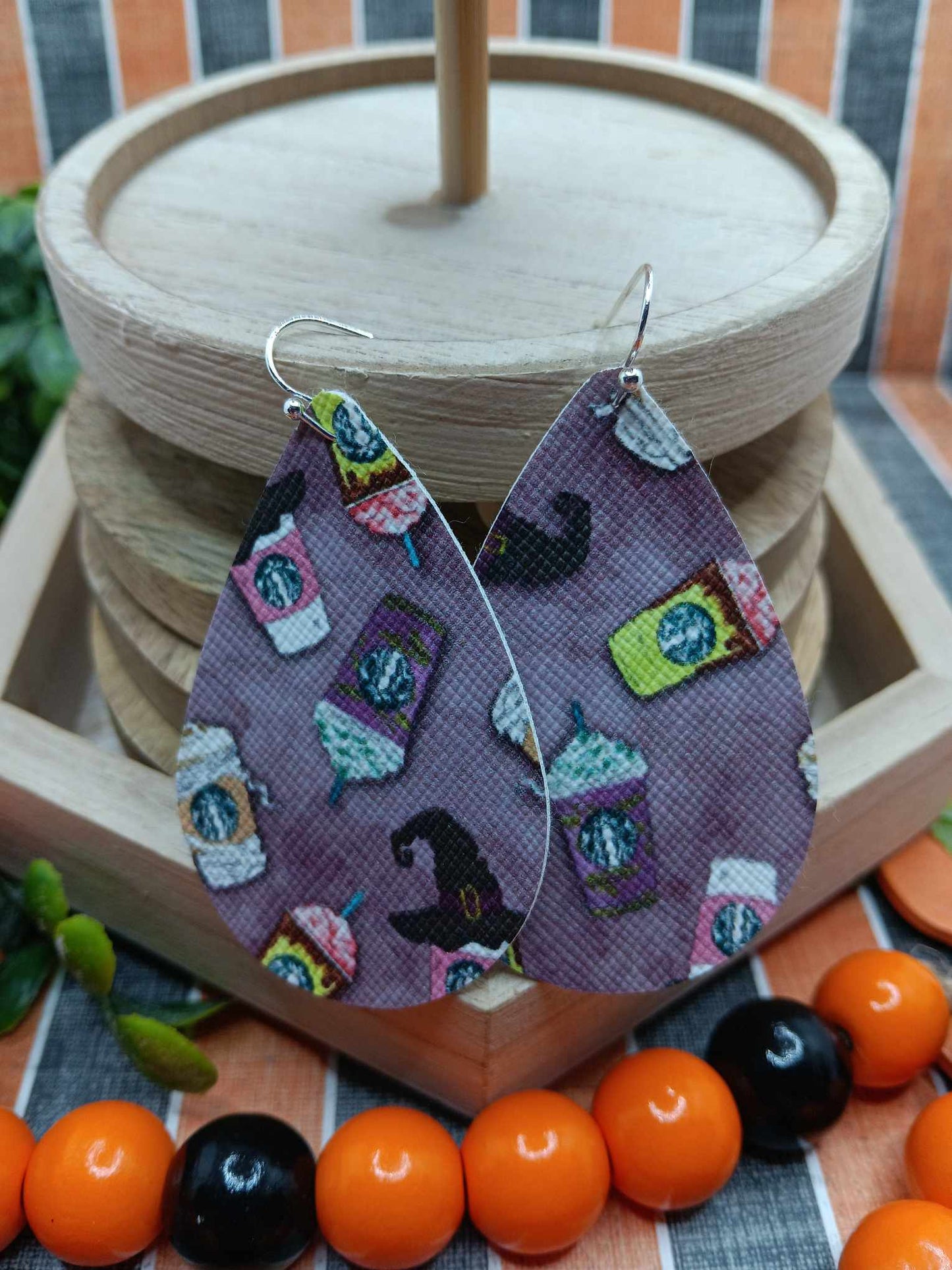 Halloween Sisters Coffee Earrings
