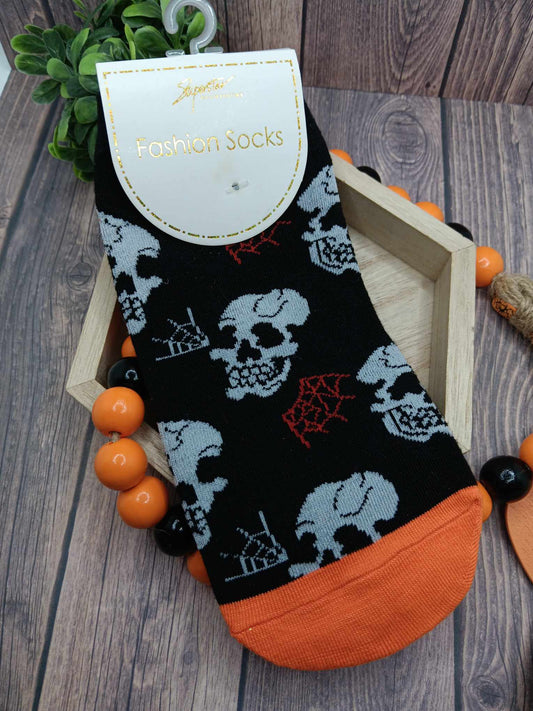 Orange Skeleton Socks