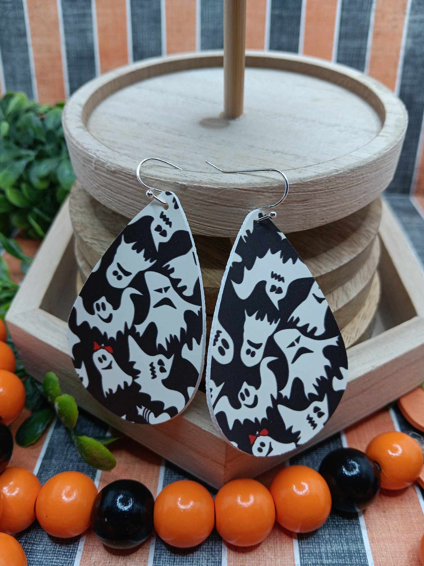 Spooky Ghost Leather Style Earrings - Glow in the Dark!