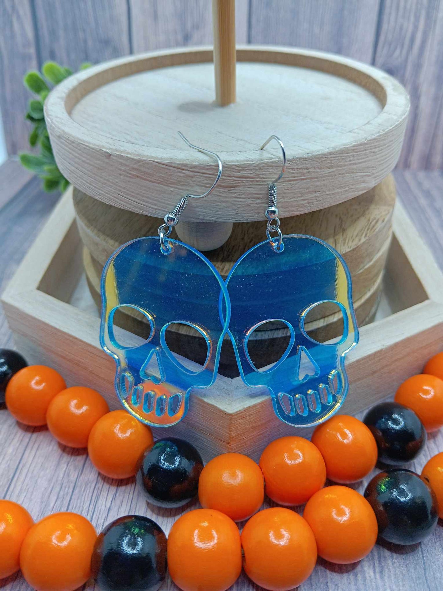 Acrylic Iridescent Skeleton Earrings
