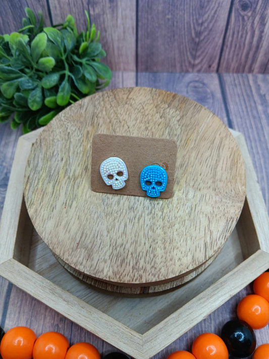 White & Blue Skeleton Earrings