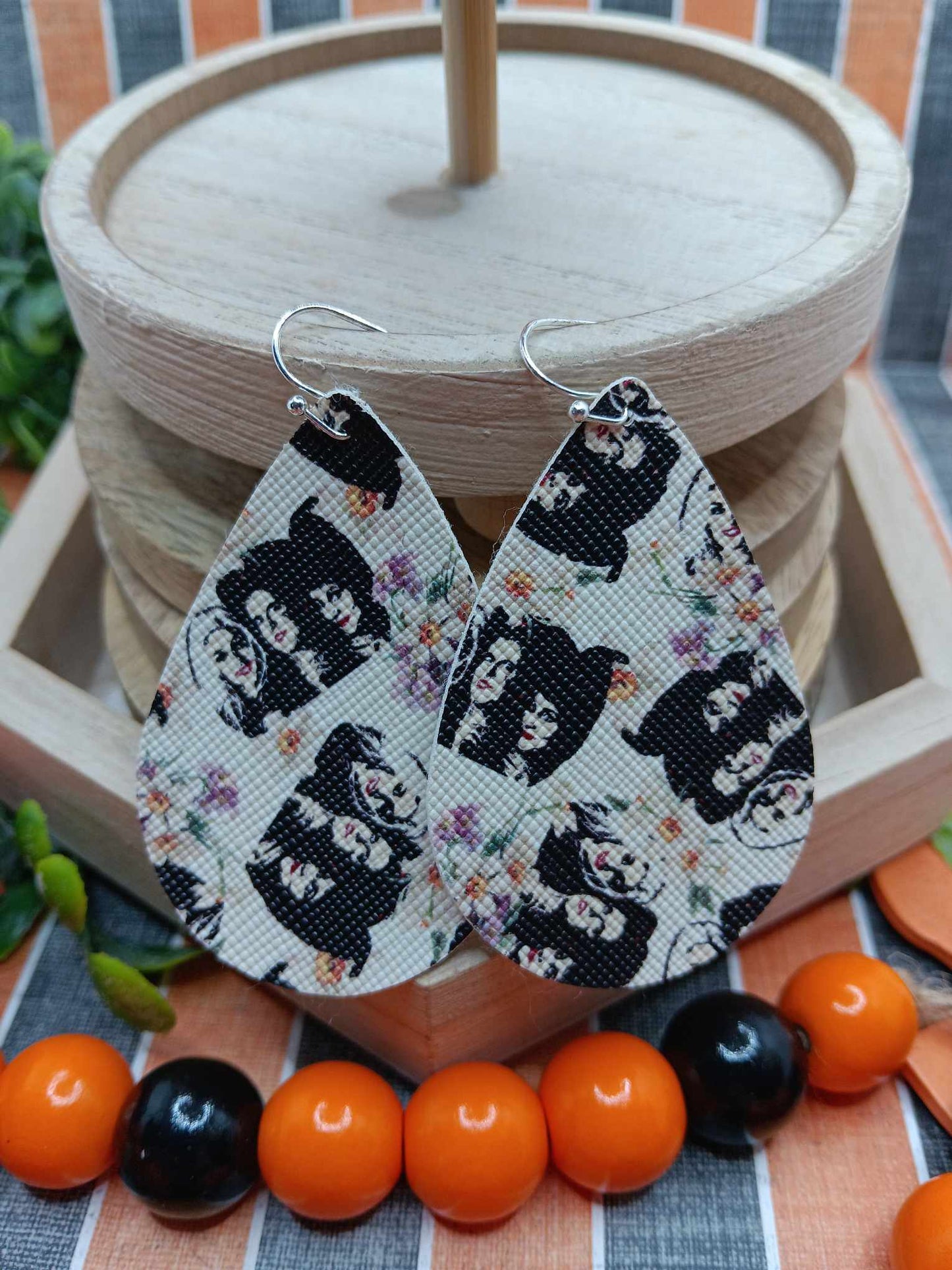 Retro Witch Sisters Leather Style Earrings