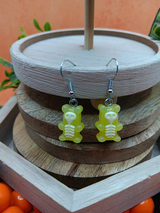 Yellow Gummy Bear Skeleton Earrings