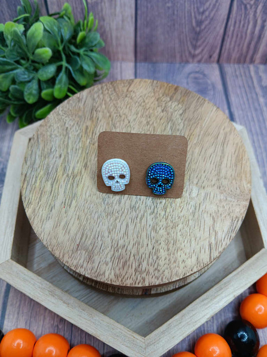 White & Blue Skeleton Earrings