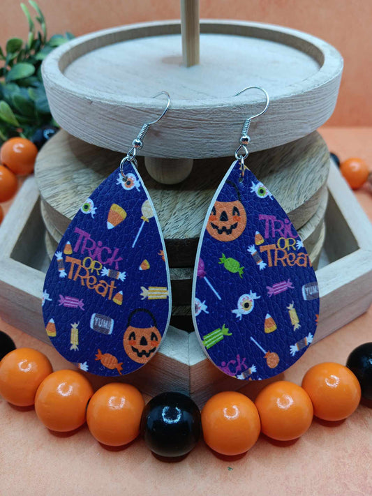 Blue Happy Halloween Earrings