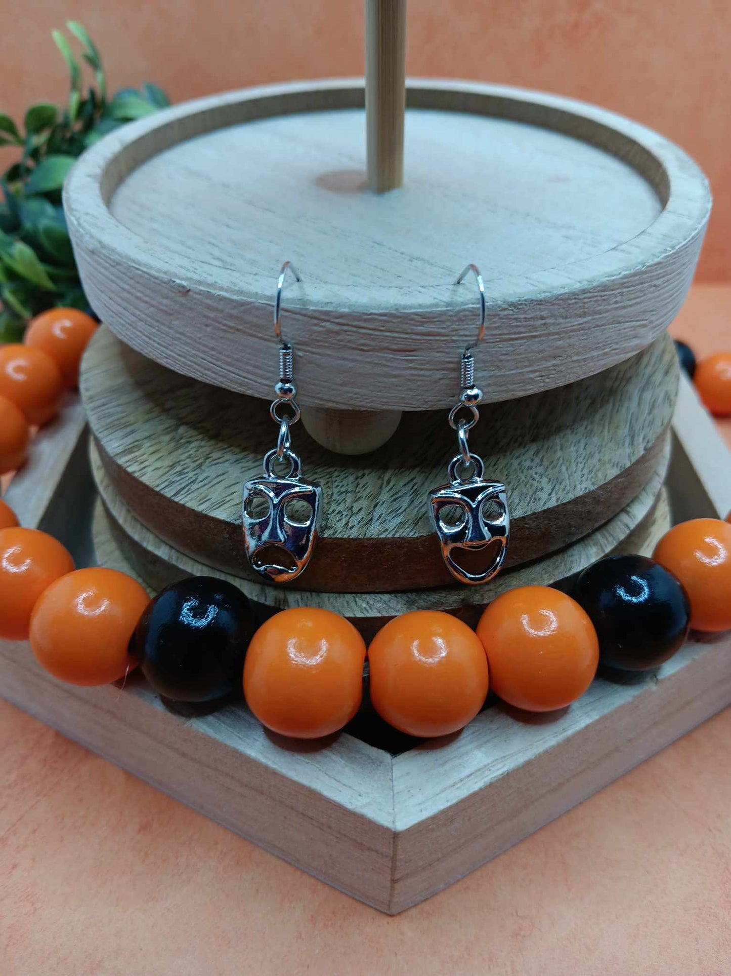 Happy Sad Drama Mask Earrings