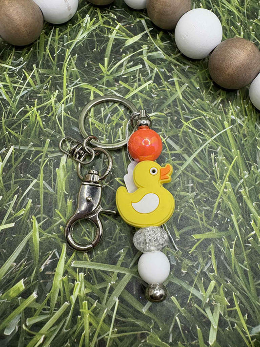 Yellow Beaded Duck Keychain