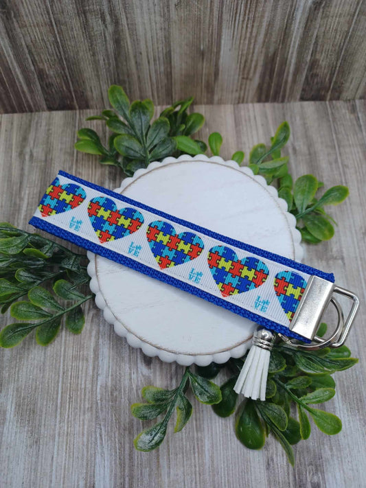Red, Blue, & Yellow Puzzle Piece Autism Awareness Keychain