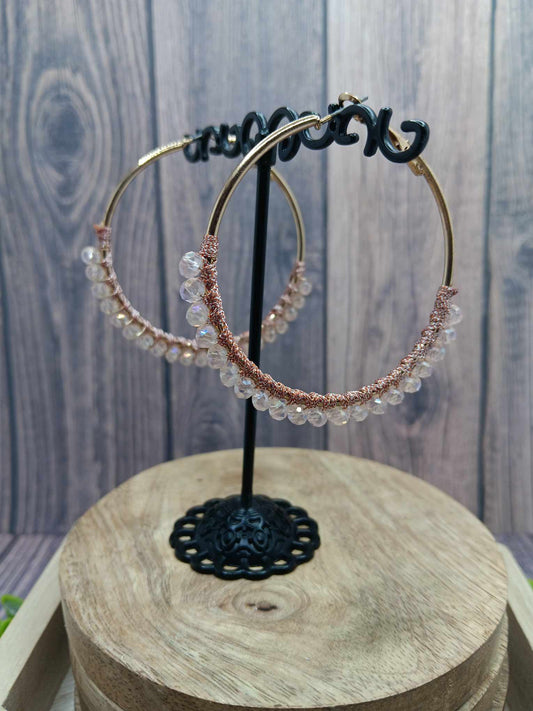 Champagne Beaded & Wrapped Earrings