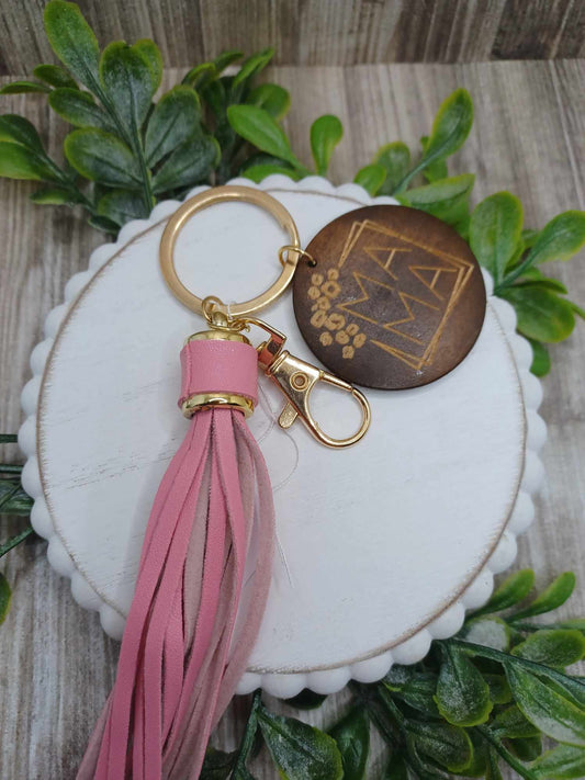 Pink Mama Wooden Engraved Keychain