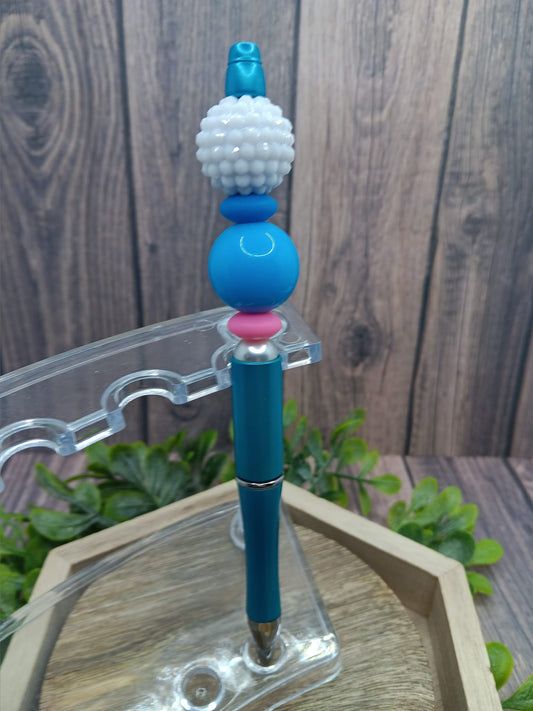 Blue & Pink Beaded Ink Pen