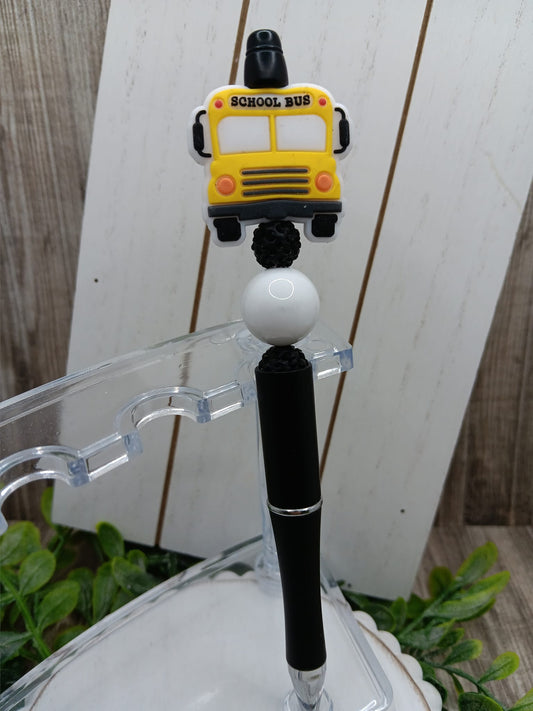 School Bus Beaded Ink Pen