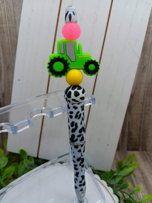 Green Tractor Beaded Ink Pen
