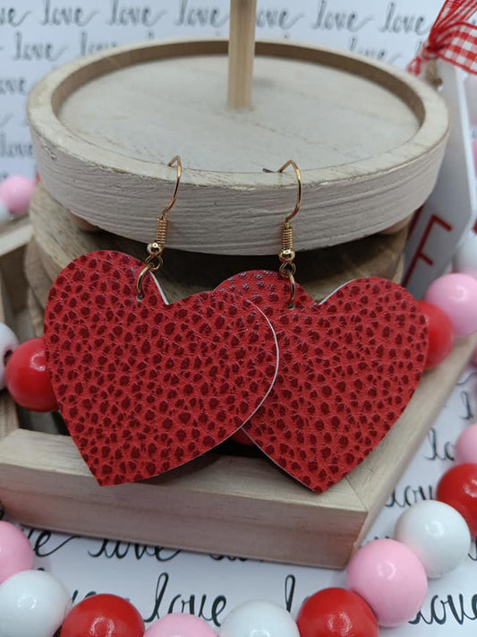 Red Heart Leather Style Earrings