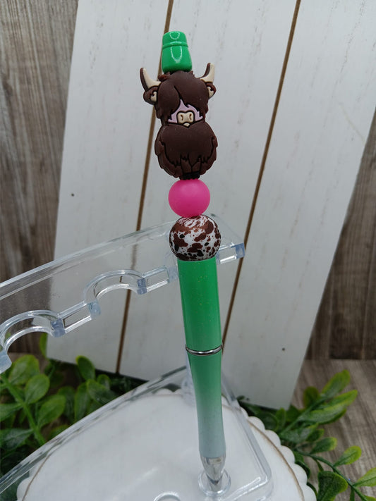 Brown Cow Beaded Ink Pen