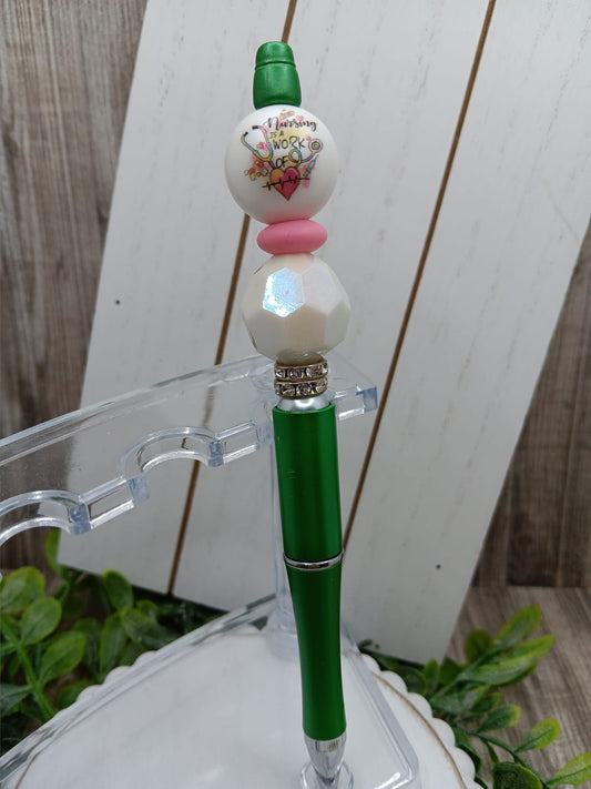 Nursing is a Work of Heart Beaded Ink Pen
